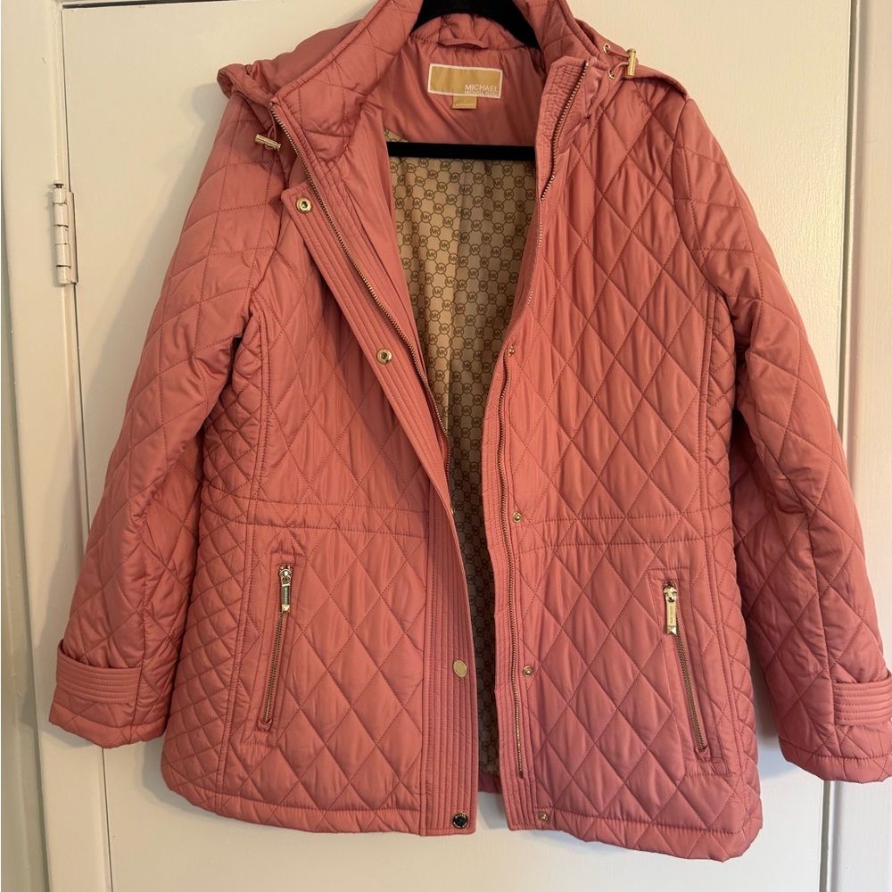 MICHAEL Michael Kors Women's Quilted Hooded Anorak Coat in Dusty Rose - Picture 3 of 7